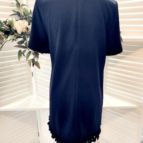 ZARA WOMEN BLACK TASSEL SHIFT DRESS ZIP BACK SIZE MED - Picture 5 of 6